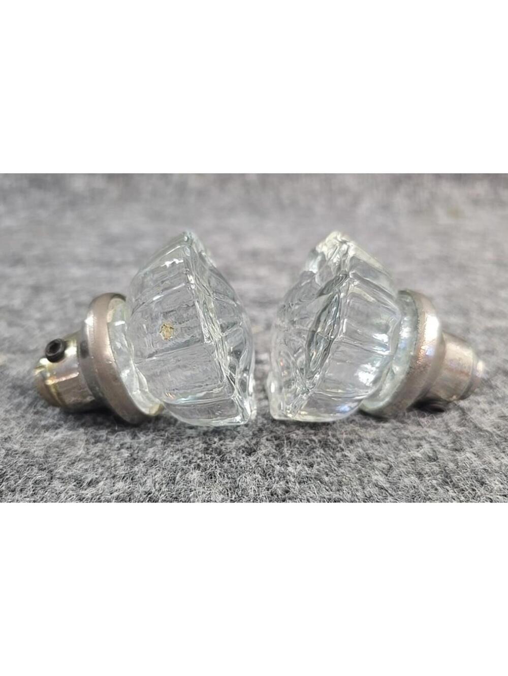 2 Antique c 1920’s 12 Point Octagon Crystal Glass Interior Door Knob (only) 2”
